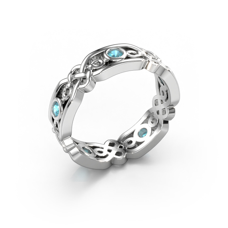 Image of Wedding ring Rosa 585 white gold ±0.20x0.08 in Blue topaz