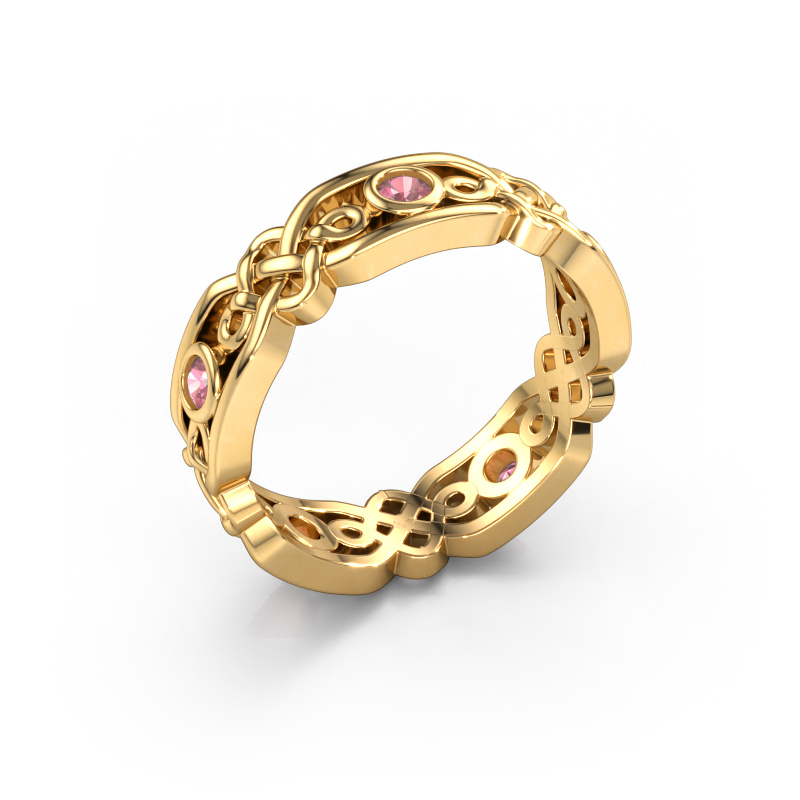 Image of Wedding ring Rosa 585 gold ±0.20x0.08 in Tourmaline pink