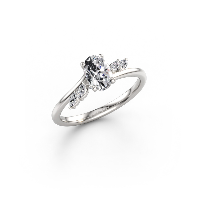 Image de Bague de fiançailles Rosalee OVL 585 or blanc Diamant synthétique 0.790 crt