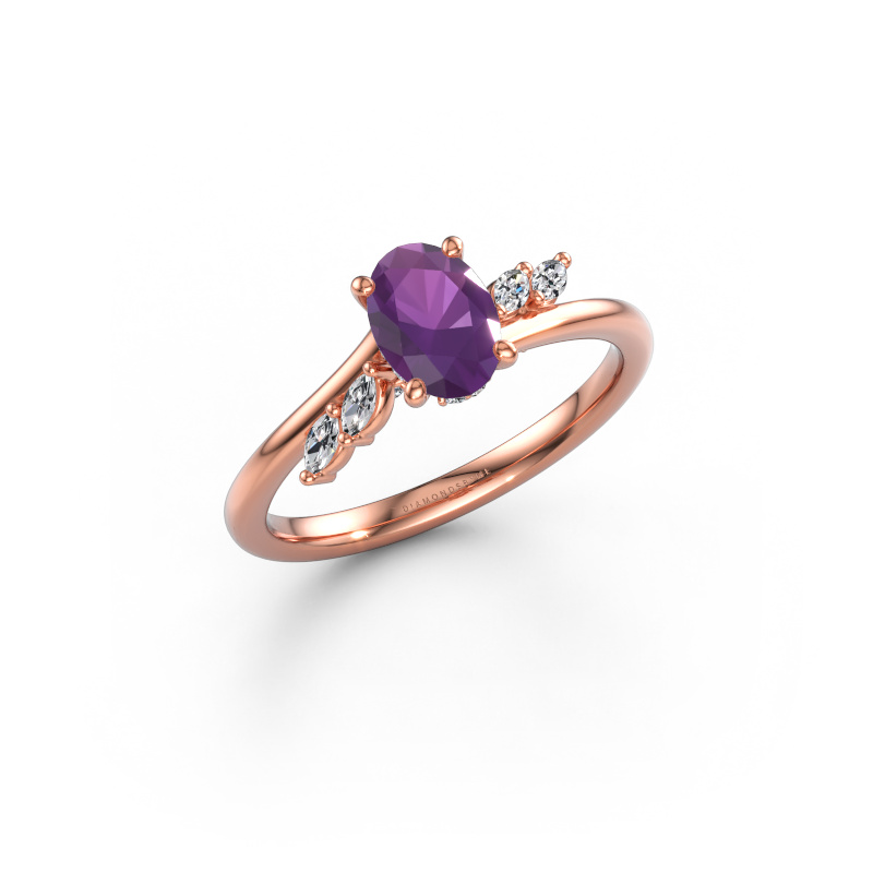 Bild av Förlovningsring Rosalee OVL 585 roséguld Ametist 7x5 mm