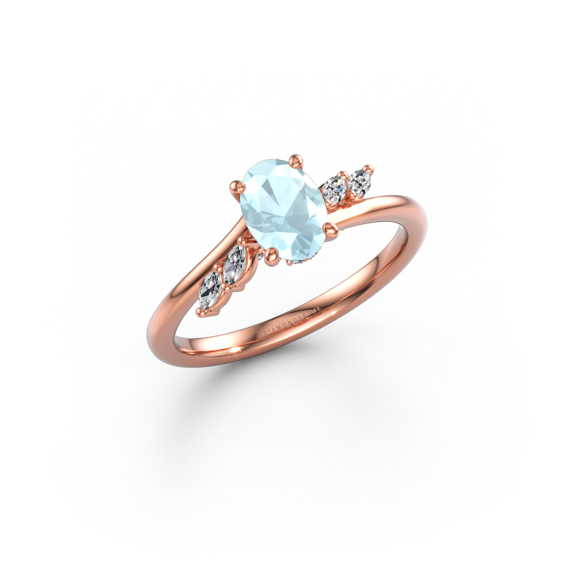 Bild von Verlobungsring Rosalee OVL 585 Roségold Aquamarin 7x5 mm