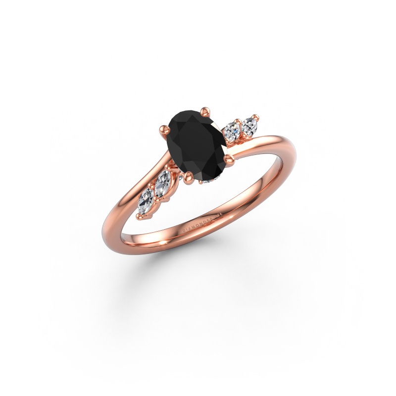 Bild av Förlovningsring Rosalee OVL 585 roséguld Svart diamant 1.25 crt