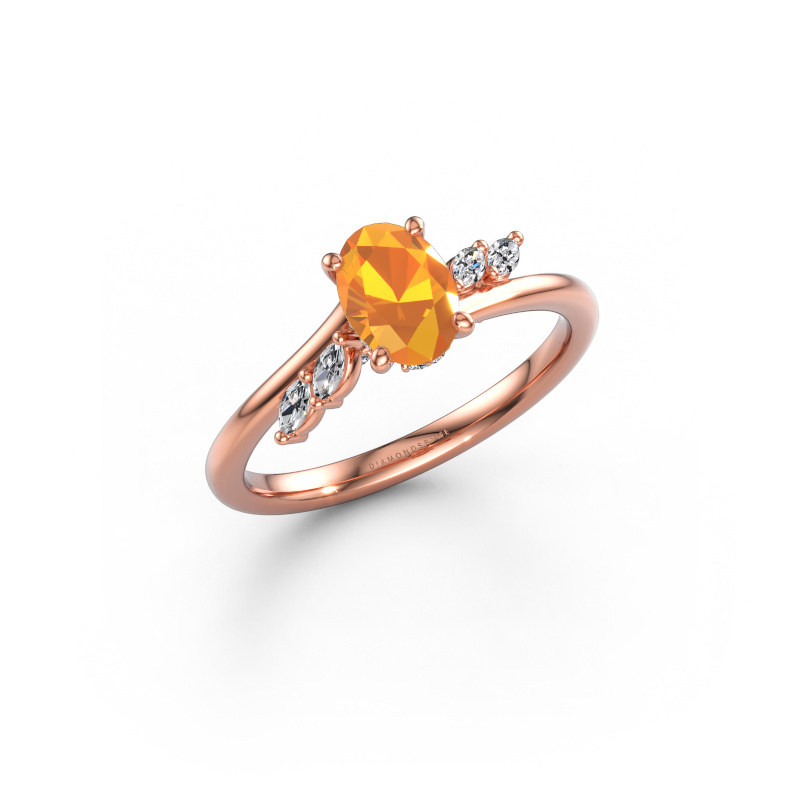 Immagine di Anello di fidanzamento Rosalee OVL 585 oro rosa Citrino 7x5 mm