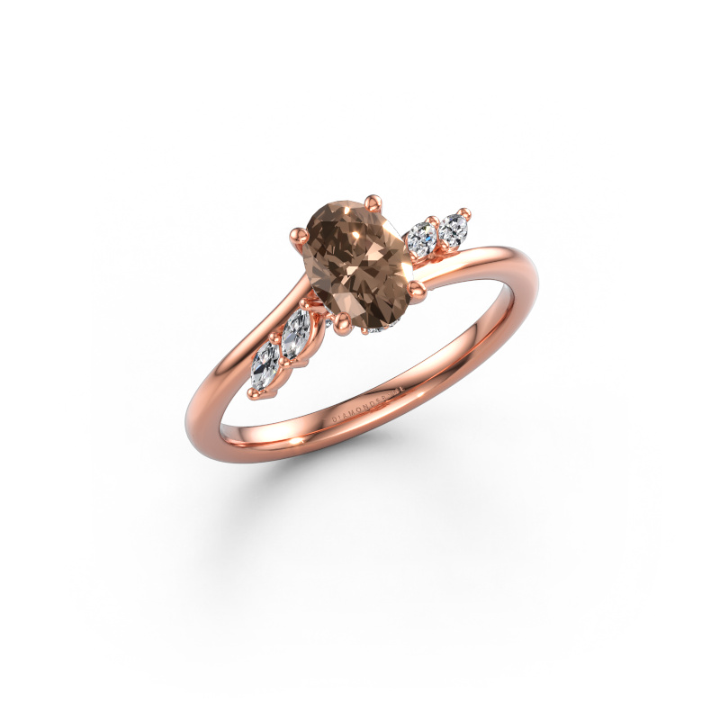 Image of Engagement ring Rosalee OVL 585 rose gold Brown diamond 0.900 crt