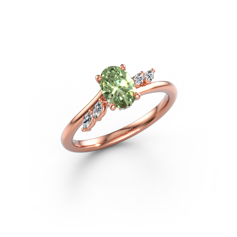 Bild von Verlobungsring Rosalee OVL 585 Roségold Grüner Labor-Diamant 7x5 mm