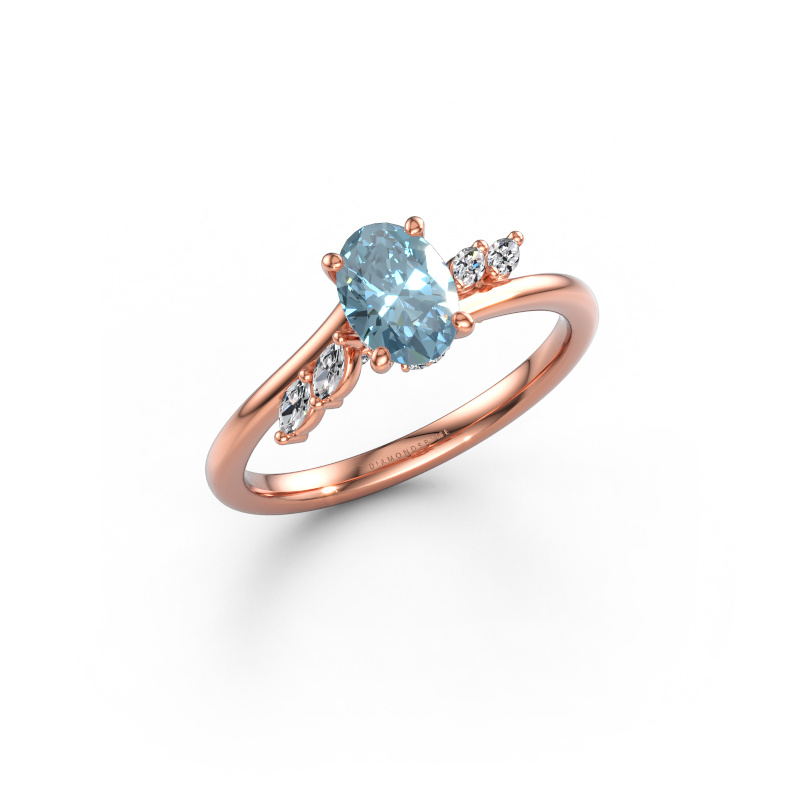 Image of Engagement ring Rosalee OVL 585 rose gold Blue lab grown diamond 7x5 mm
