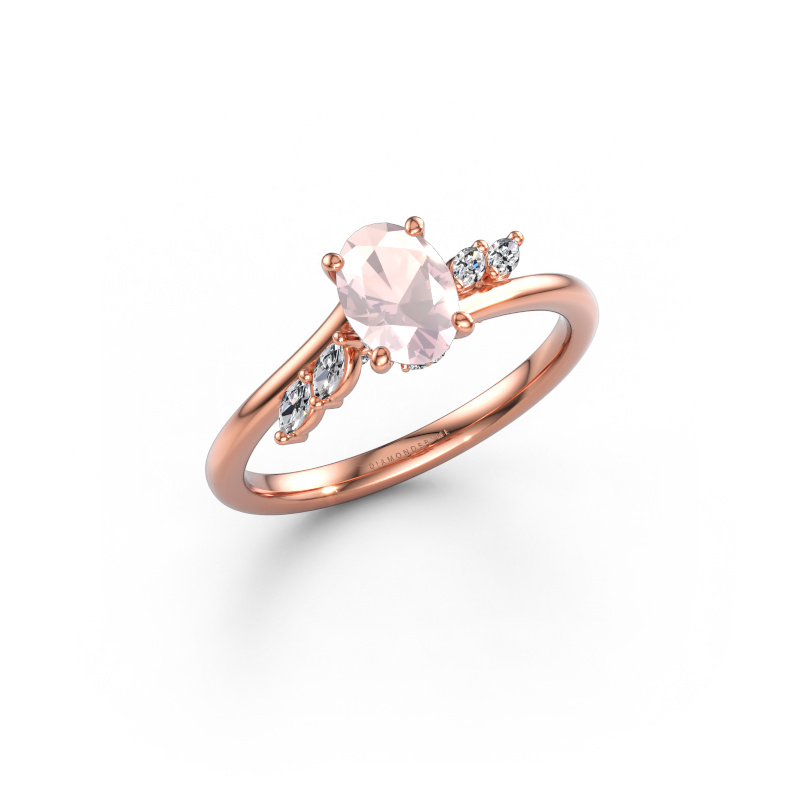 Image of Engagement ring Rosalee OVL 585 rose gold Morganite champagne 7x5 mm