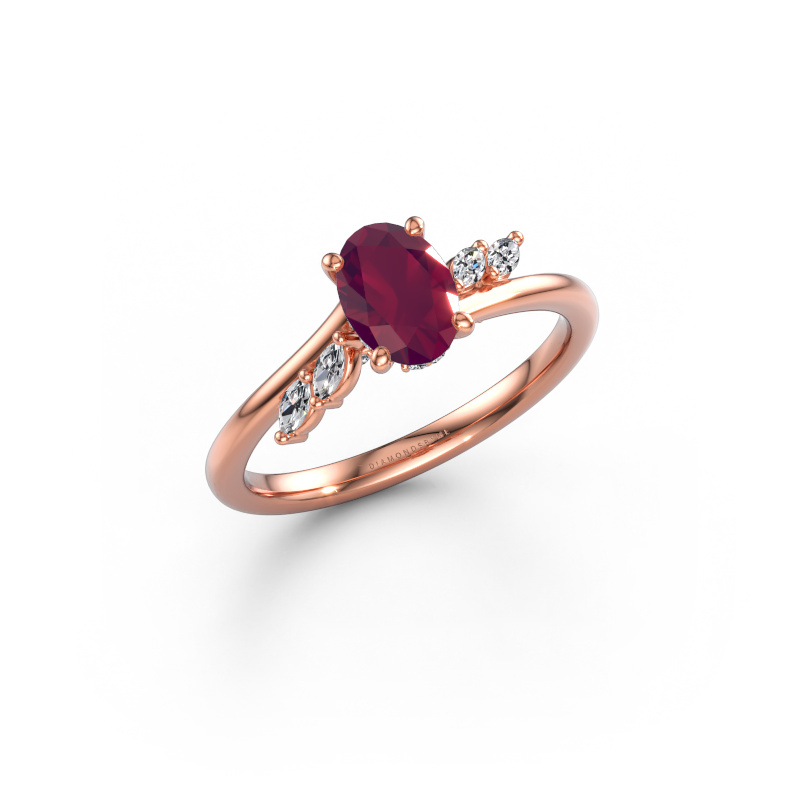 Image de Bague de fiançailles Rosalee OVL 585 or rose Rhodolite 7x5 mm
