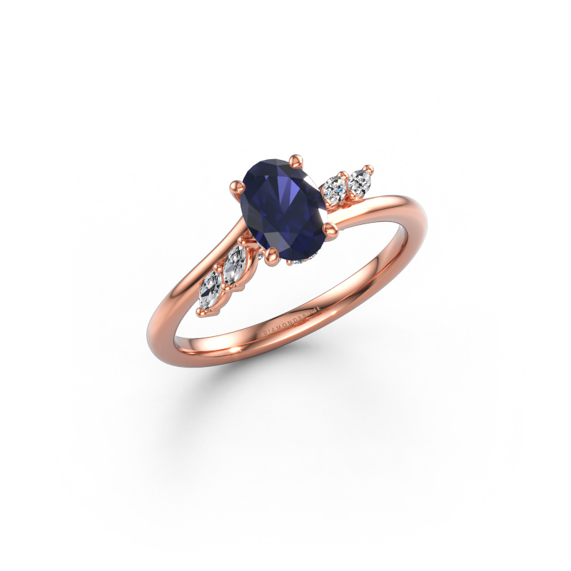 Imagen de Anillo de compromiso Rosalee OVL 585 oro rosa Zafiro 7x5 mm