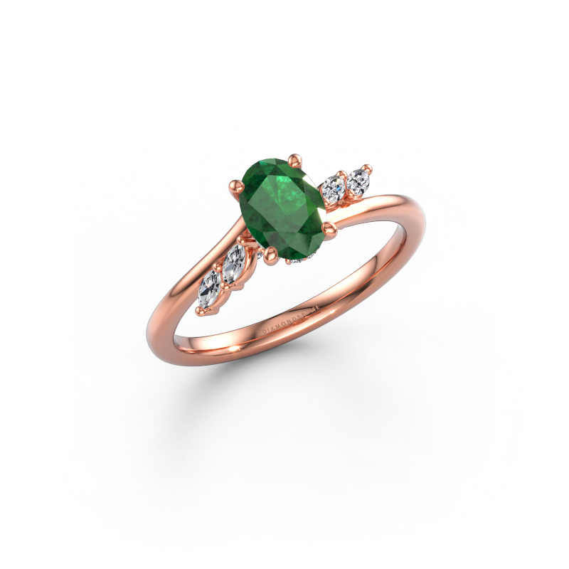 Bild av Förlovningsring Rosalee OVL 585 roséguld Smaragd 7x5 mm