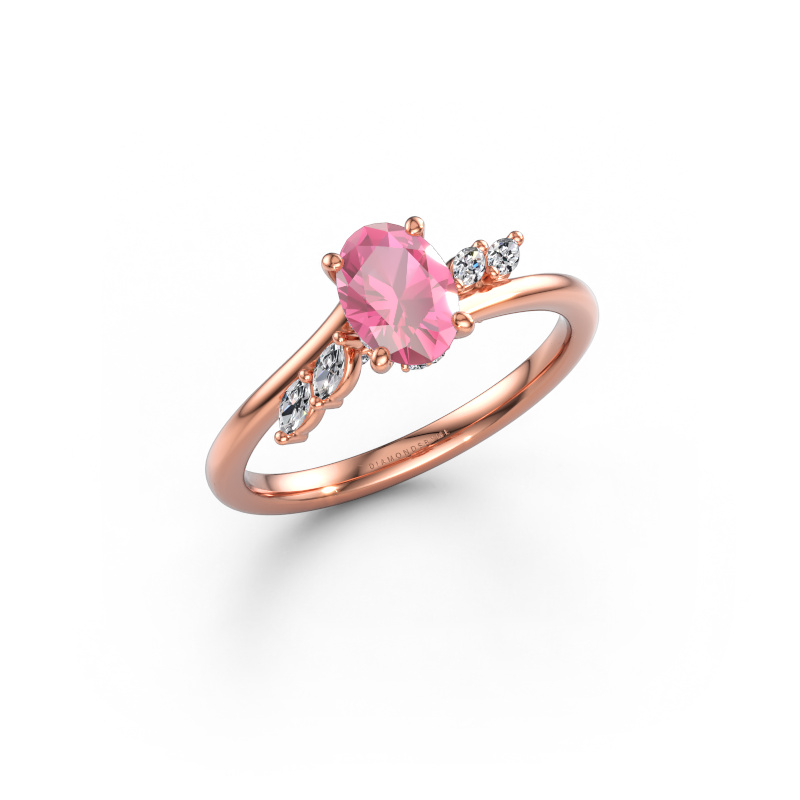 Image of Engagement ring Rosalee OVL 585 rose gold Pink sapphire 7x5 mm