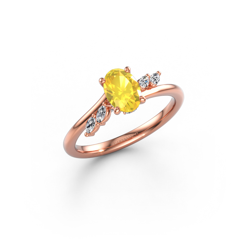 Image of Engagement ring Rosalee OVL 585 rose gold Yellow sapphire 7x5 mm