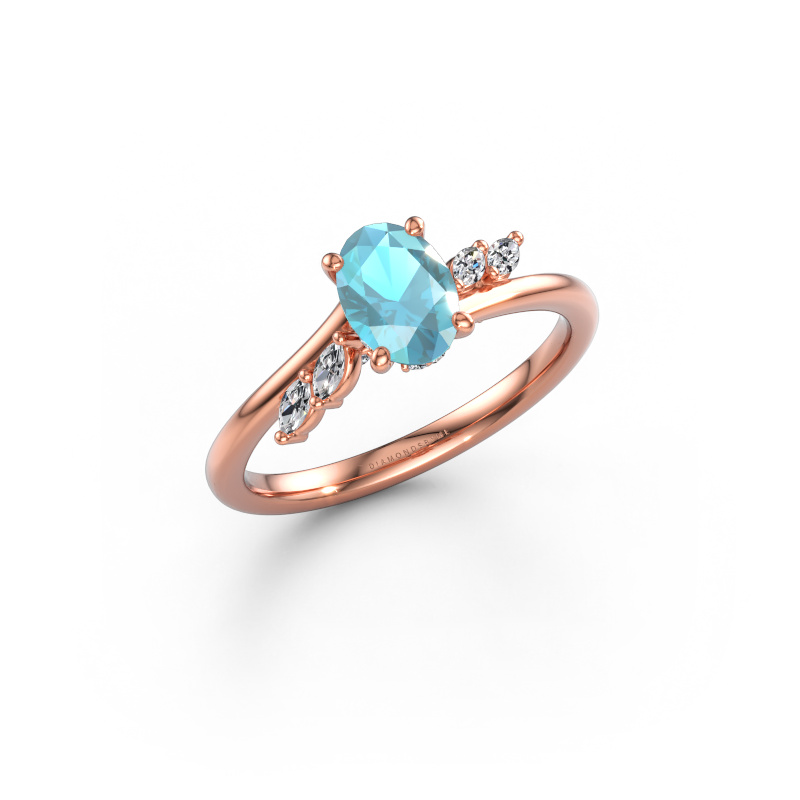 Bild von Verlobungsring Rosalee OVL 585 Roségold Blau Topas 7x5 mm