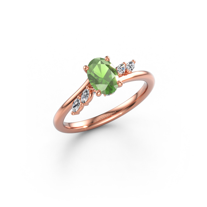 Image of Engagement ring Rosalee OVL 585 rose gold Tourmaline green 7x5 mm