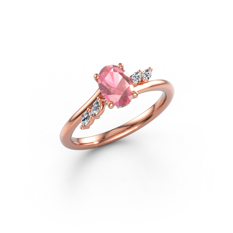 Immagine di Anello di fidanzamento Rosalee OVL 585 oro rosa Tormalina rosa 7x5 mm