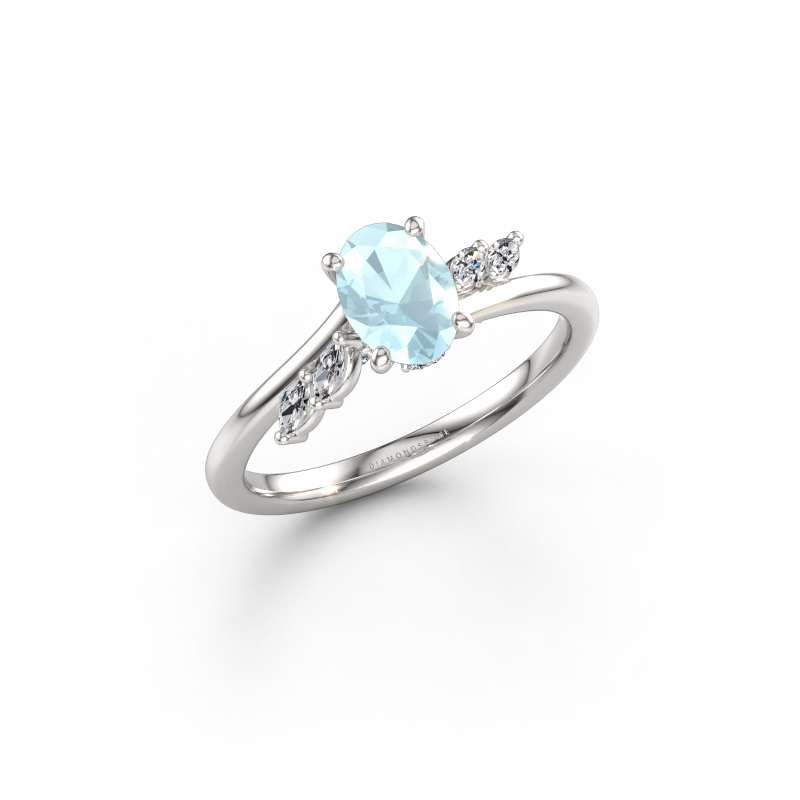 Bild von Verlobungsring Rosalee OVL 950 Platin Aquamarin 7x5 mm