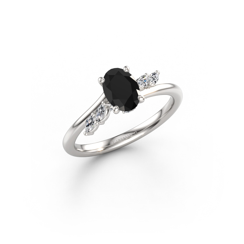 Immagine di Anello di fidanzamento Rosalee OVL 585 oro bianco Diamante nero 1.25 crt