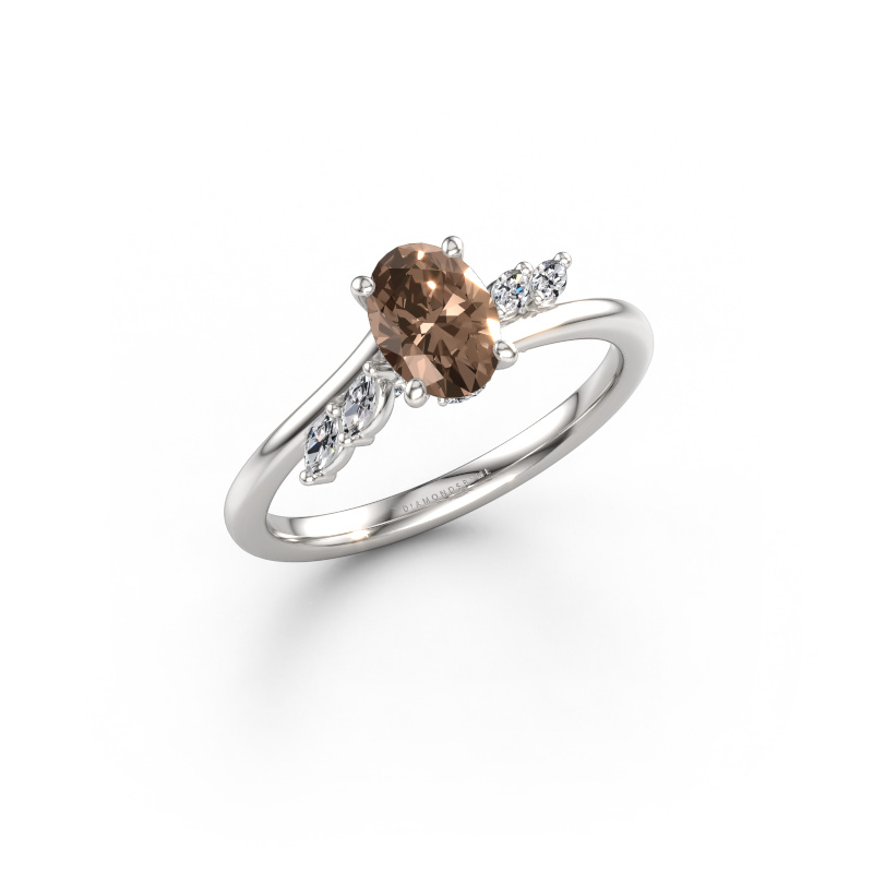 Image of Engagement ring Rosalee OVL 585 white gold Brown diamond 0.900 crt