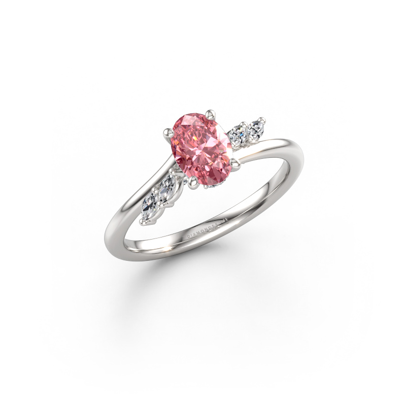 Bild von Verlobungsring Rosalee OVL 585 Weißgold Rosa Labordiamant 7x5 mm