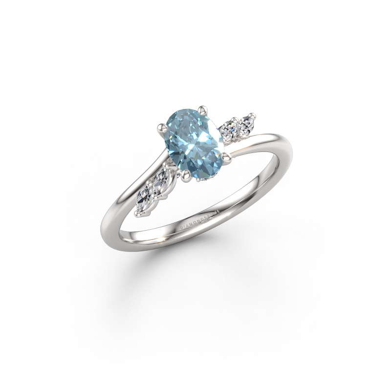 Image de Bague de fiançailles Rosalee OVL 950 platine Diamant synthétique bleu 7x5 mm