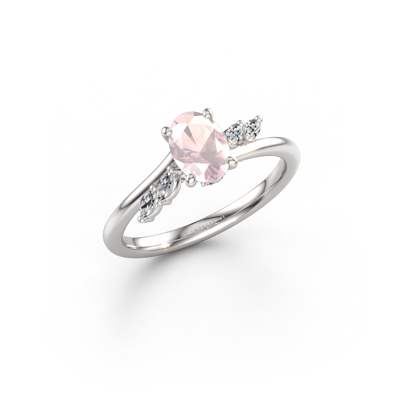 Image de Bague de fiançailles Rosalee OVL 950 platine Champagne morganite 7x5 mm