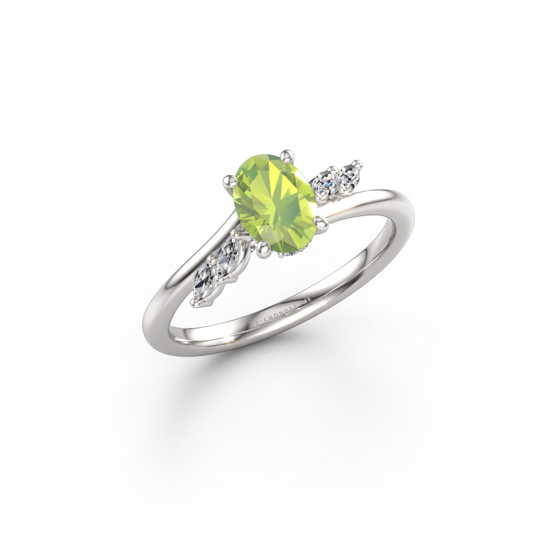 Bild av Förlovningsring Rosalee OVL 585 vitt guld Peridot 7x5 mm