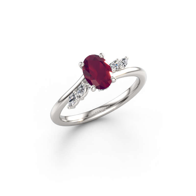 Image de Bague de fiançailles Rosalee OVL 950 platine Rhodolite 7x5 mm