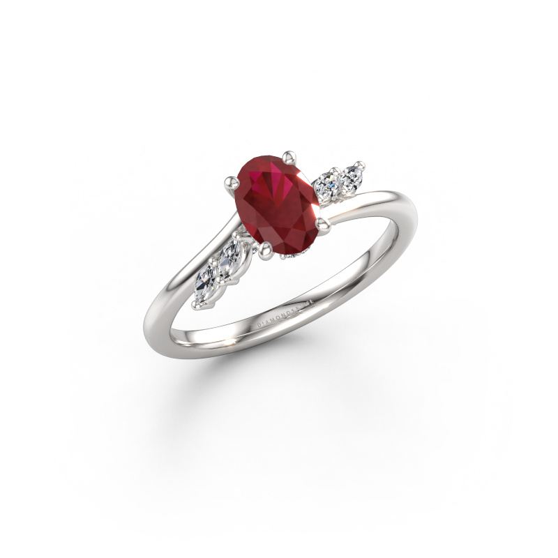 Imagen de Anillo de compromiso Rosalee OVL 950 platino Rubí 7x5 mm
