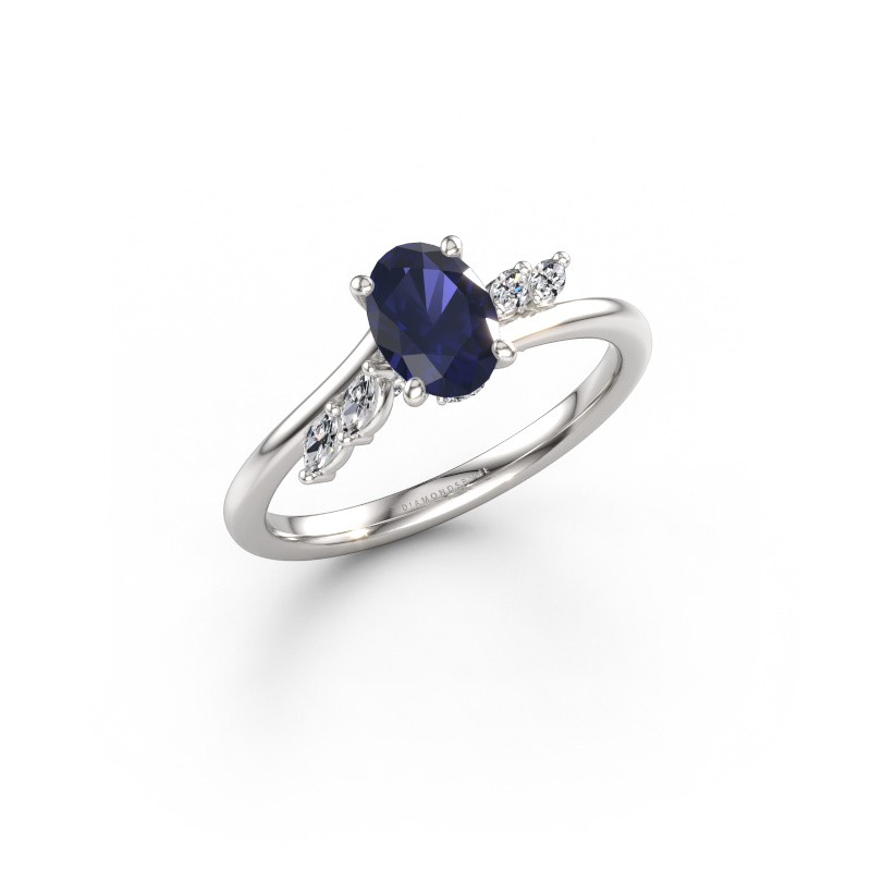 Image de Bague de fiançailles Rosalee OVL 585 or blanc Saphir 7x5 mm