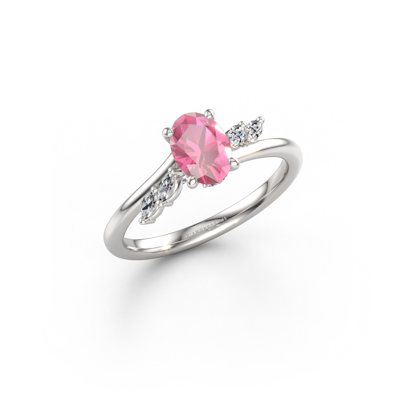 Image of Engagement ring Rosalee OVL 585 white gold Pink sapphire 7x5 mm