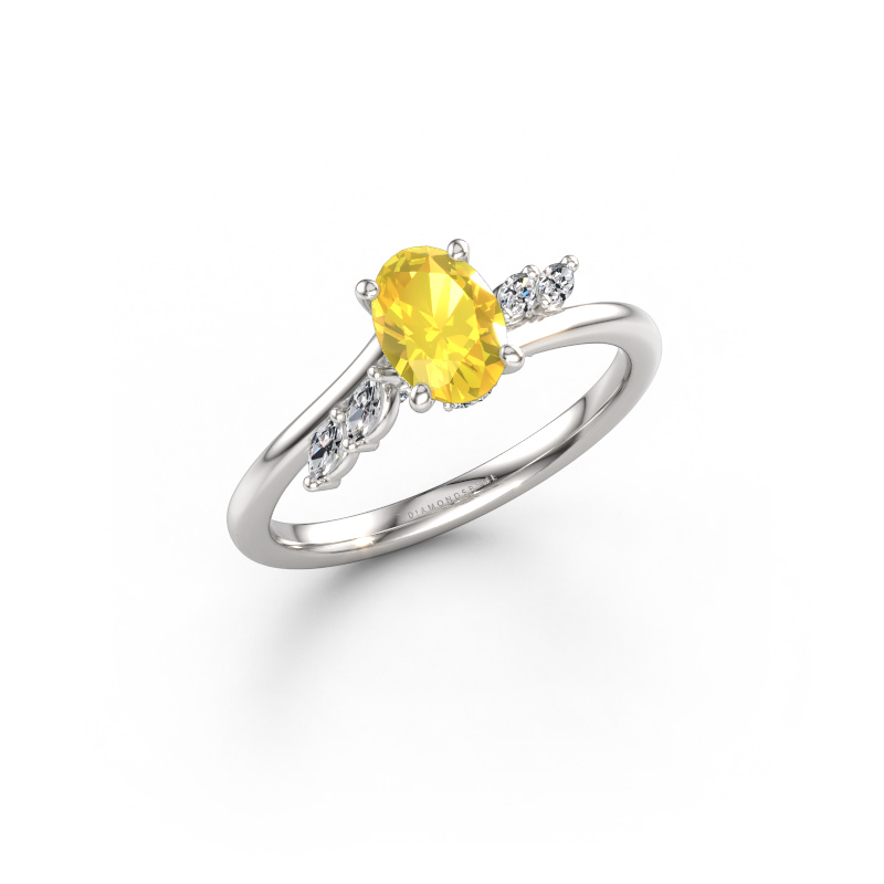 Bild av Förlovningsring Rosalee OVL 950 platina Gul safir 7x5 mm