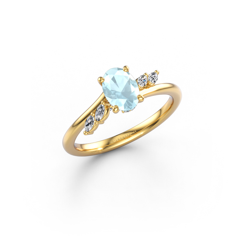 Image of Engagement ring Rosalee OVL 585 gold Aquamarine 7x5 mm