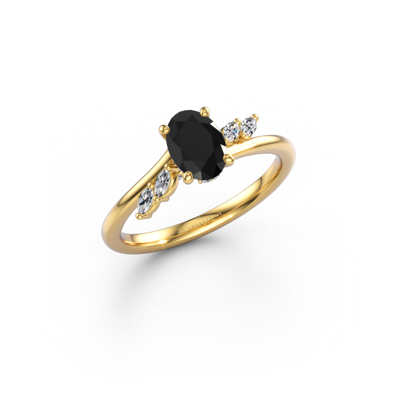 Image of Engagement ring Rosalee OVL 585 gold Black diamond 1.25 crt