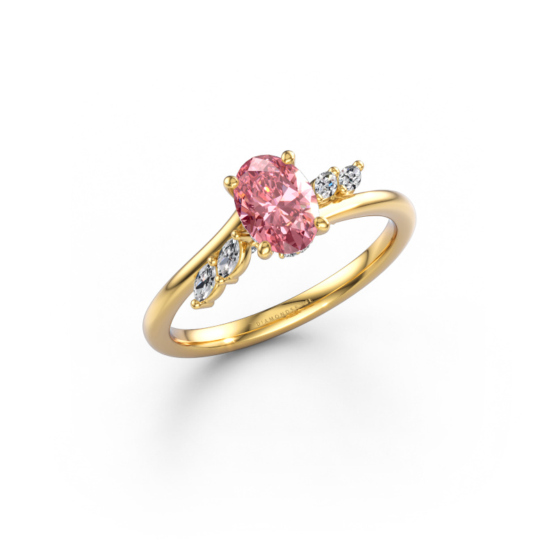 Imagen de Anillo de compromiso Rosalee OVL 585 oro Diamante rosa de laboratorio 7x5 mm