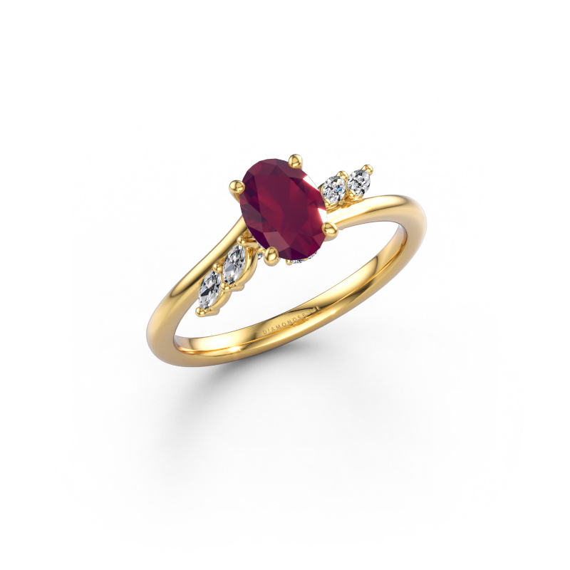 Image of Engagement ring Rosalee OVL 585 gold Rhodolite 7x5 mm