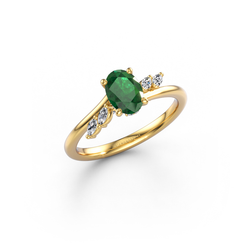 Bild von Verlobungsring Rosalee OVL 585 Gold Smaragd 7x5 mm
