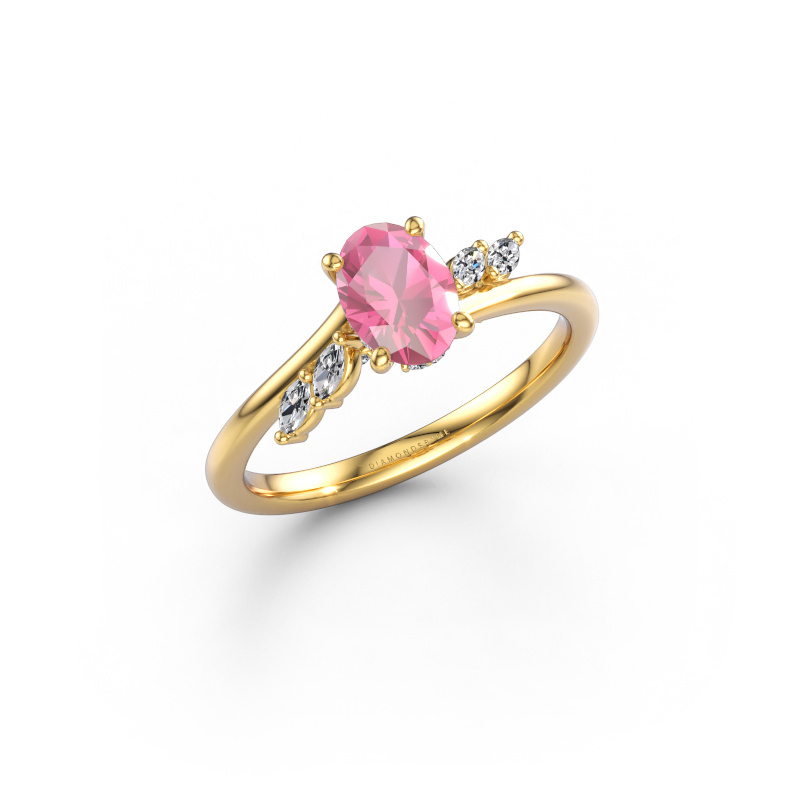 Image of Engagement ring Rosalee OVL 585 gold Pink sapphire 7x5 mm