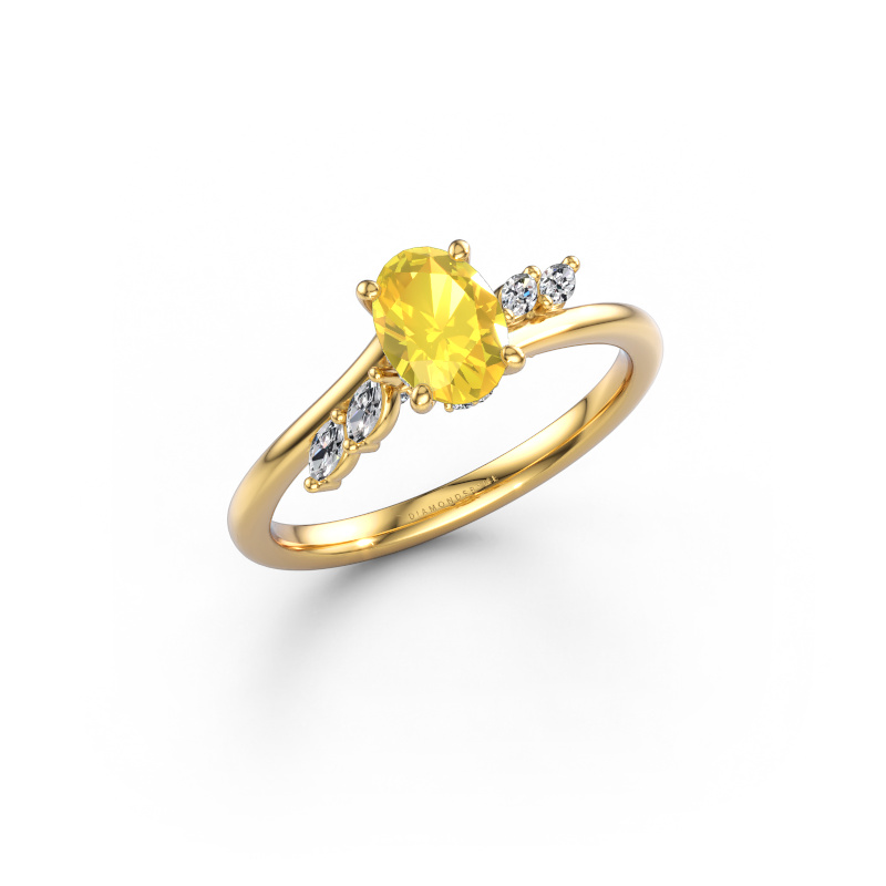 Bild av Förlovningsring Rosalee OVL 585 gult guld Gul safir 7x5 mm