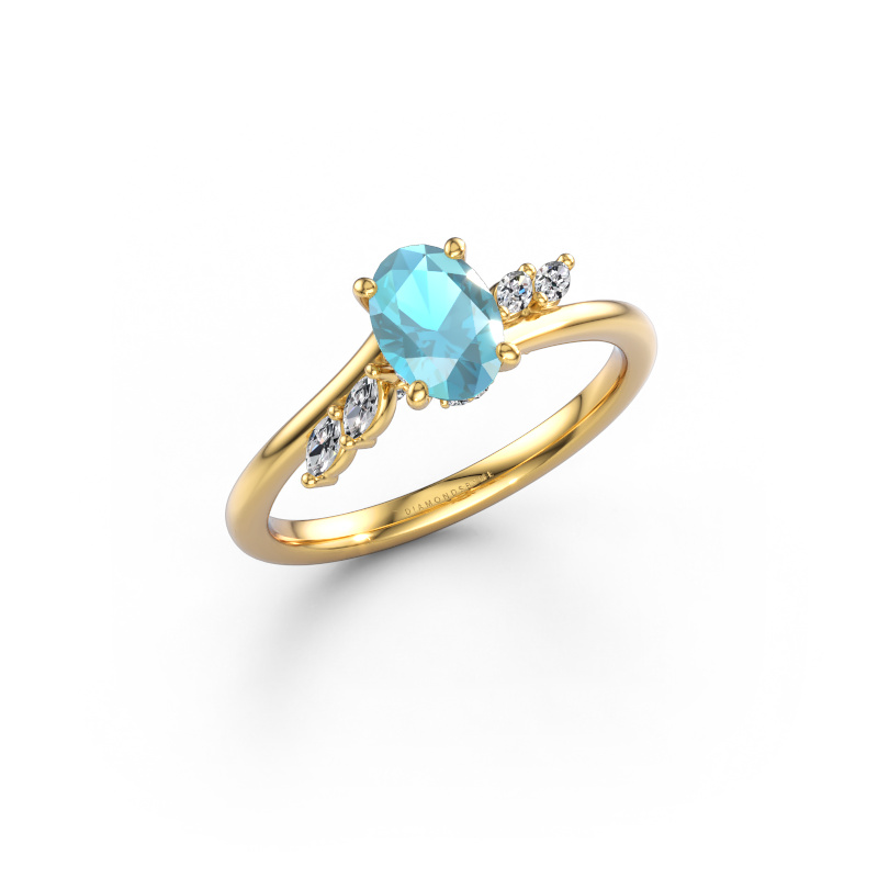 Imagen de Anillo de compromiso Rosalee OVL 585 oro Topacio 7x5 mm