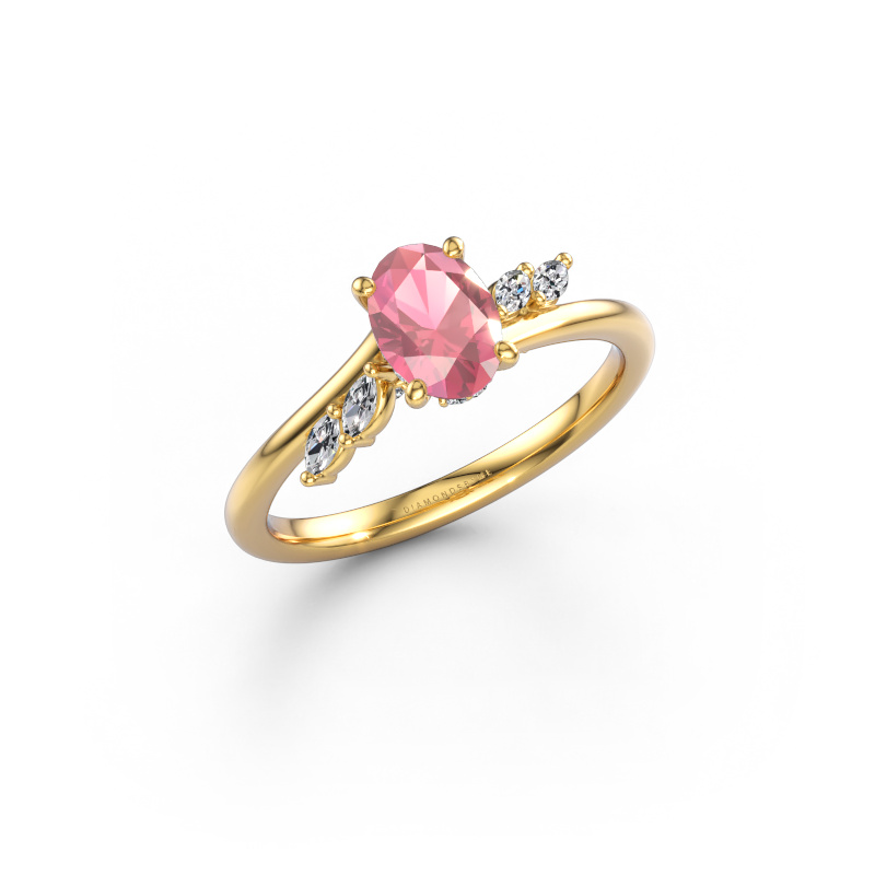 Imagen de Anillo de compromiso Rosalee OVL 585 oro Turmalina rosa 7x5 mm