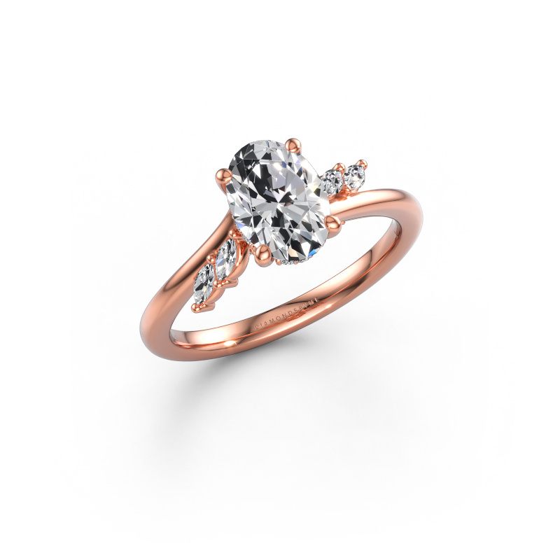 Imagen de Anillo de compromiso Rosalee OVL 585 oro rosa Diamante de laboratorio 1.32 crt