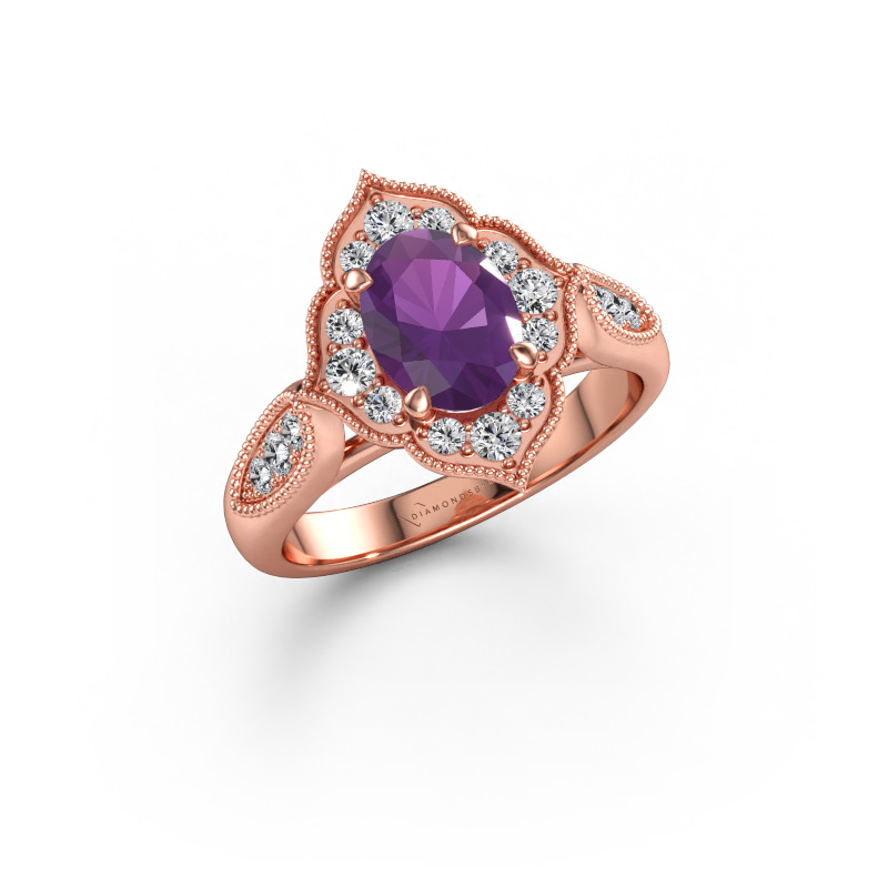 Immagine di Anello di fidanzamento Rosan 585 oro rosa Ametista 8x6 mm
