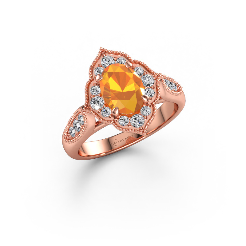 Bild av Förlovningsring Rosan 585 roséguld Citrin 8x6 mm