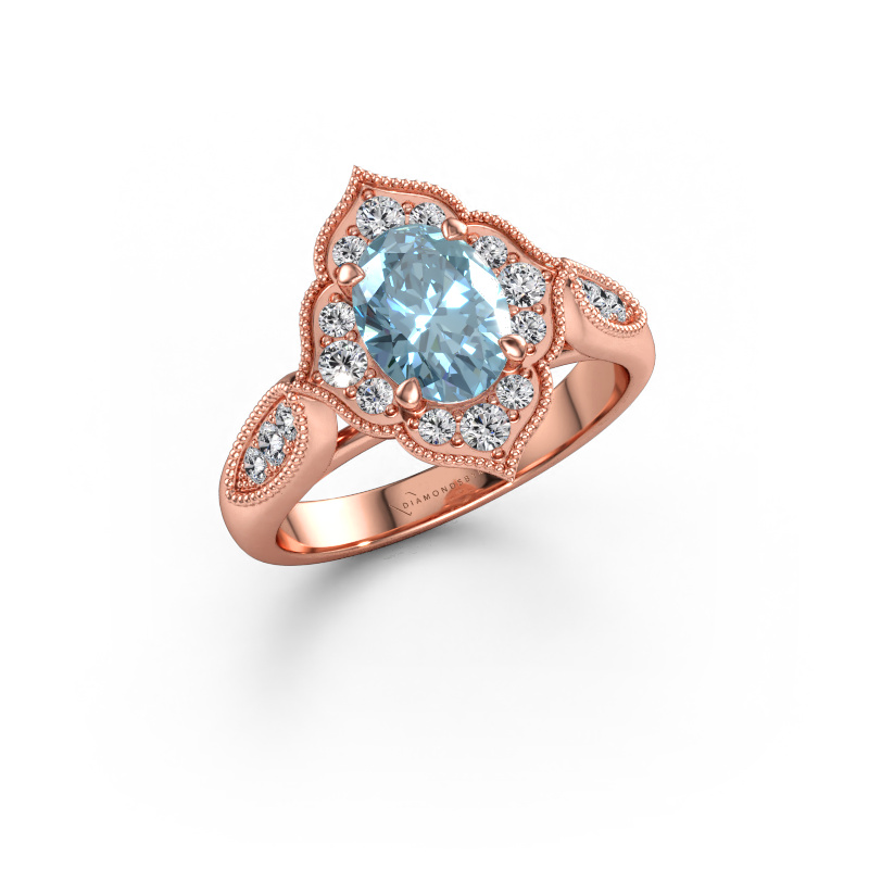 Immagine di Anello di fidanzamento Rosan 585 oro rosa Diamante lab grown blu 8x6 mm