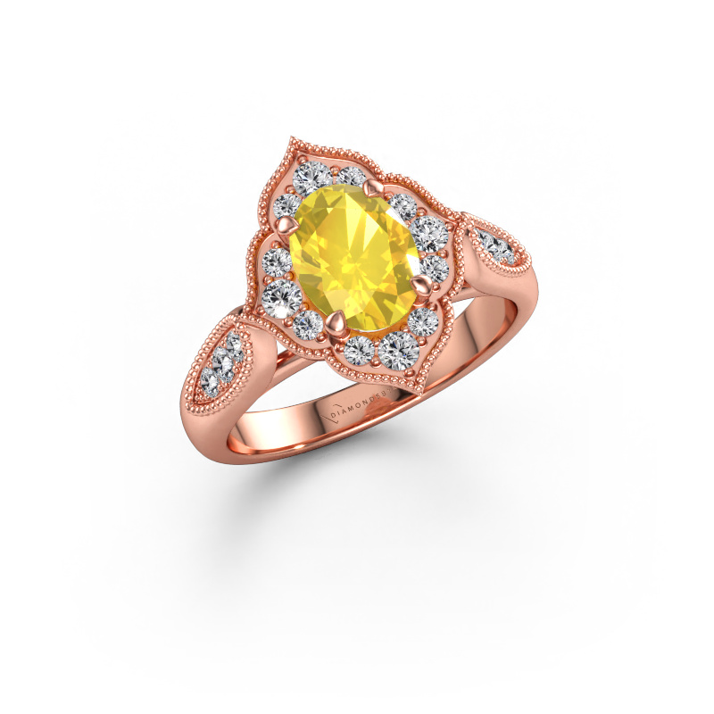 Immagine di Anello di fidanzamento Rosan 585 oro rosa Zaffiro giallo 8x6 mm