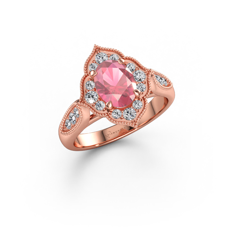 Bild av Förlovningsring Rosan 585 roséguld Rosa turmalin 8x6 mm