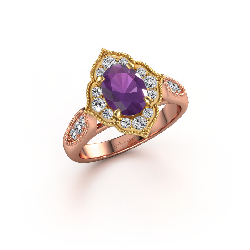 Bild von Verlobungsring Rosan 585 Roségold Amethyst 8x6 mm