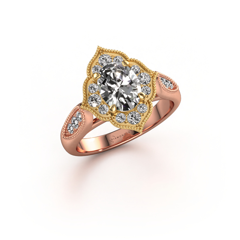 Bild von Verlobungsring Rosan 585 Roségold Custom diamant 8x6 mm