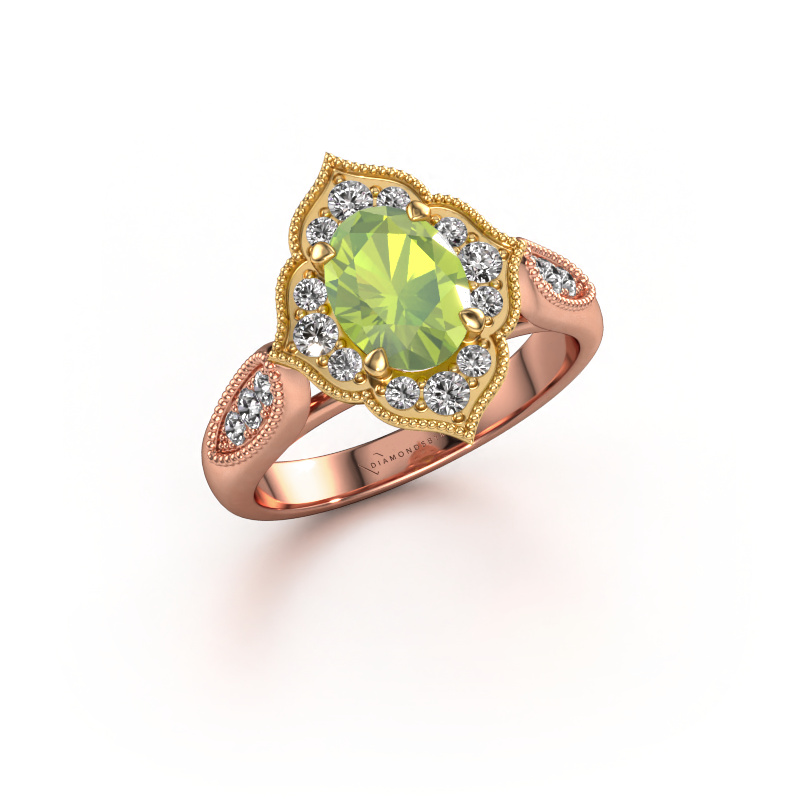 Image of Engagement ring Rosan 585 rose gold Peridot 8x6 mm