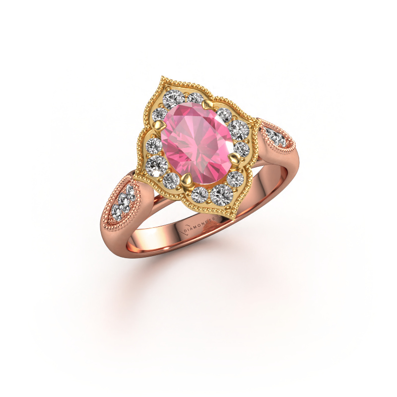 Bild von Verlobungsring Rosan 585 Roségold Pink Saphir 8x6 mm